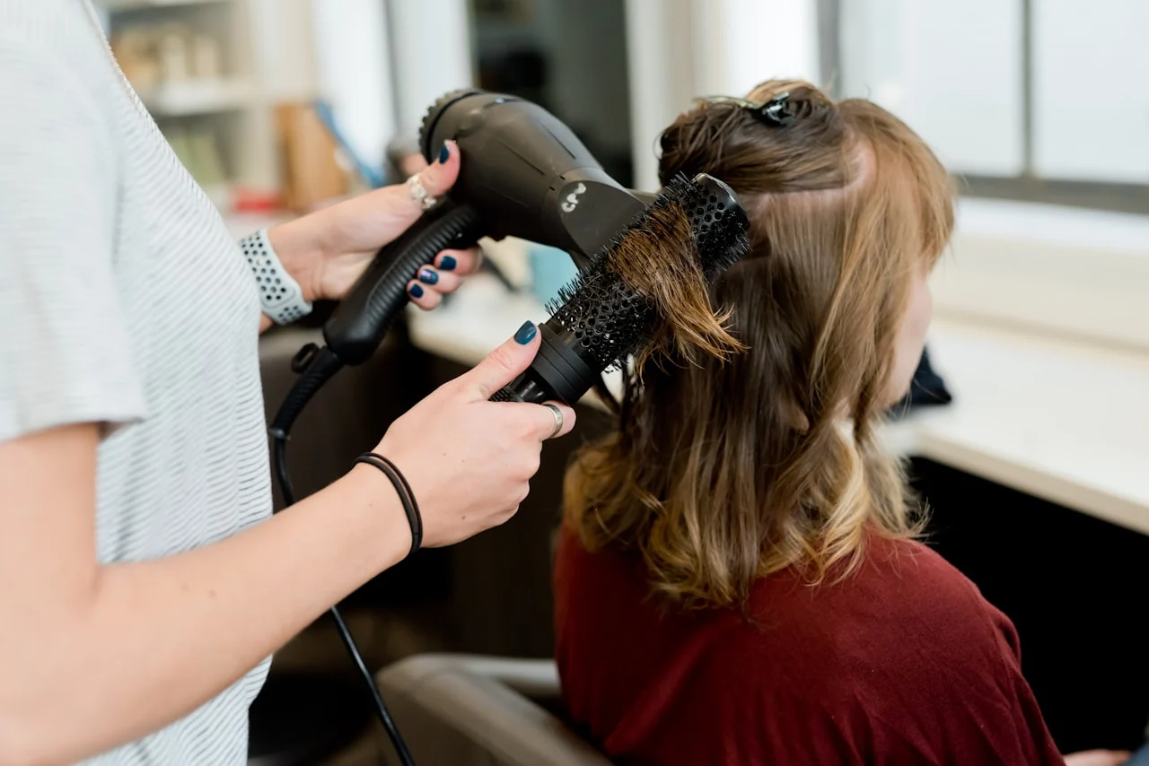 A blowout in progress at HM Beauty Spa