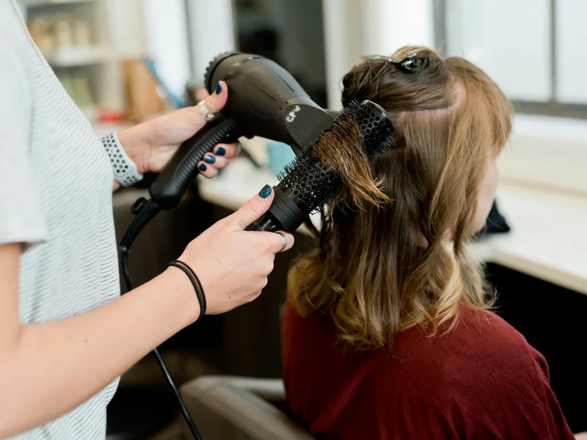 A blowout in progress at HM Beauty Spa