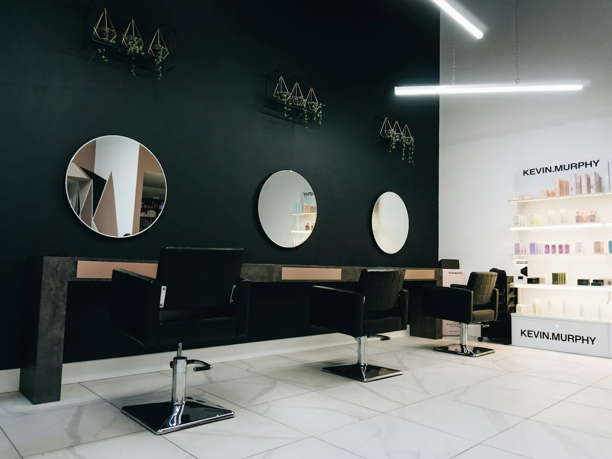 The chairs and mirrors at HM Beauty Spa